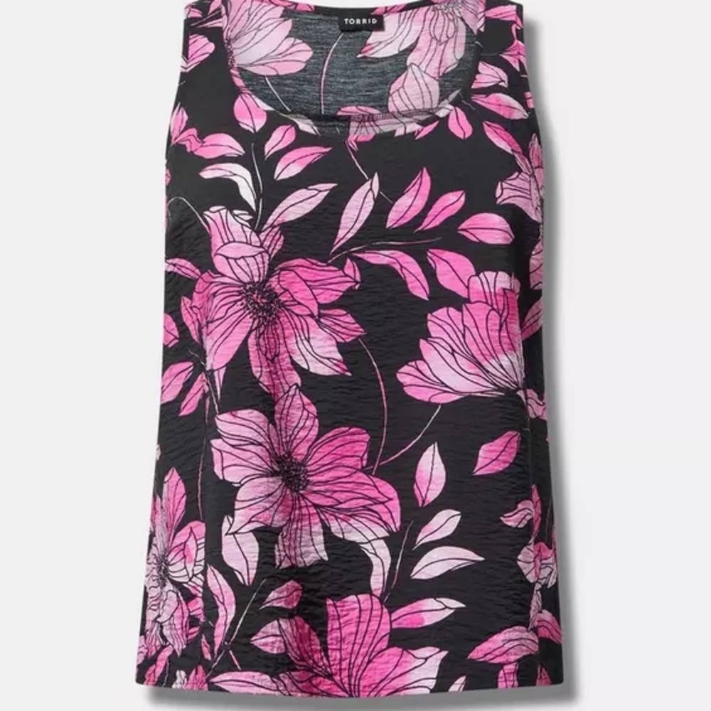 Torrid Black and Pink Scoop Neck Tank Top